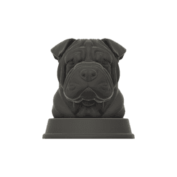 Shar Pei Dog Bust - Dog Statue - STL 3MF - 3D Printable Dog Model - Pet Memorial 3d model