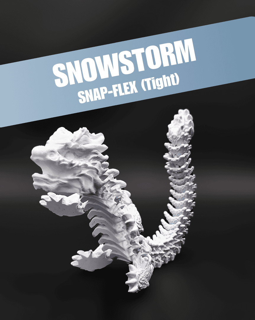 Snowstorm, Winter Dragon - Articulated Dragon Snap-Flex Fidget (Tight Joints) 3d model