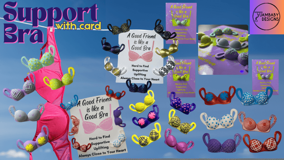 Emotional Support Bra with Card-- Unique thank you gift for friends! 3d model