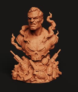 Punisher Bust STL | Marvel 3D Print | Detailed Smoke FX 3d model