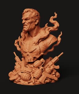 Punisher Bust STL | Marvel 3D Print | Detailed Smoke FX 3d model