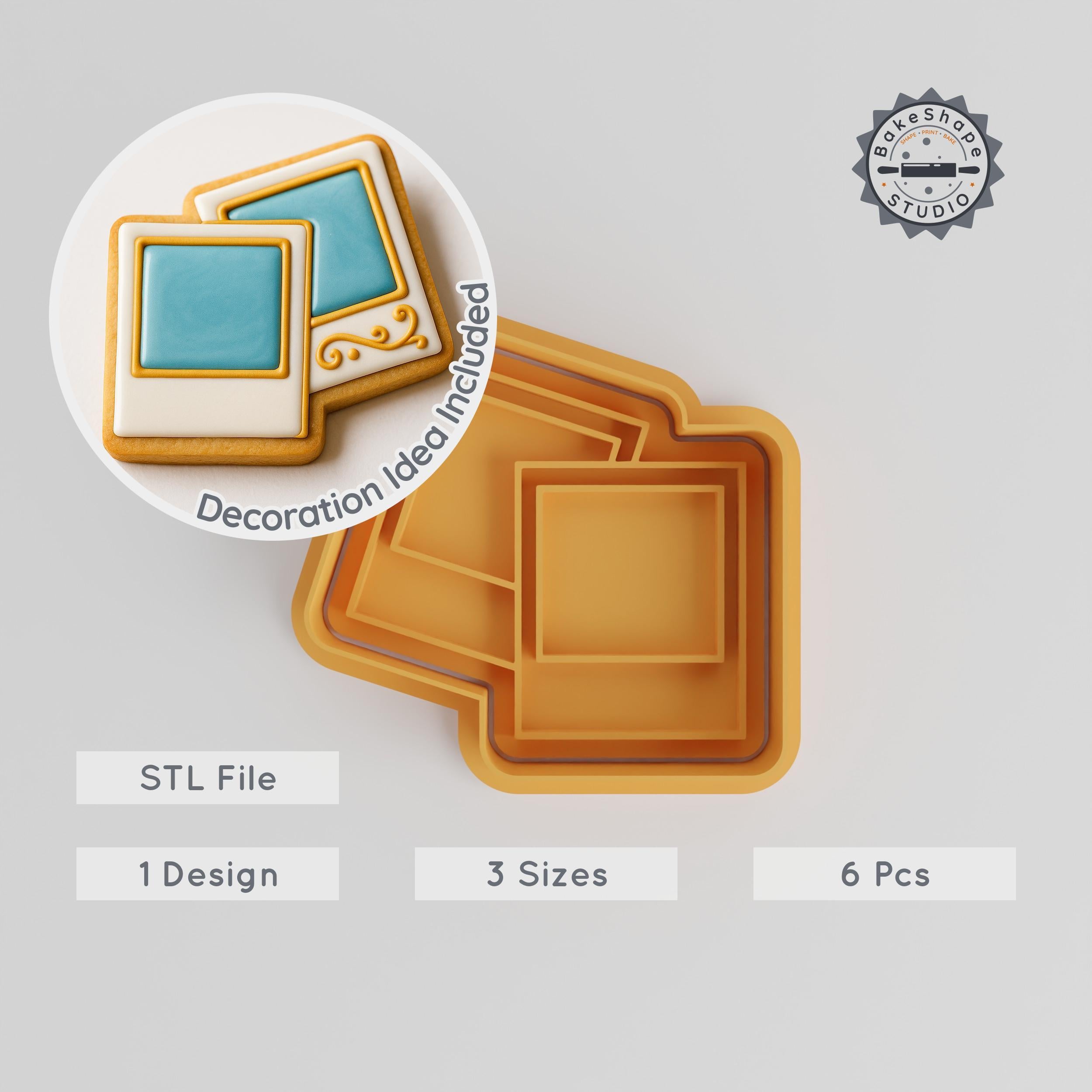 Polaroid Cookie & Fondant Cutter Stamp Set, Travel Photo Theme, 3 Sizes, Perfect for Baking & Crafting PRODUCT_1955 3d model