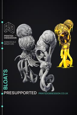Bloats - 2 Models - Scrap Wast Monsters - PRESUPPORTED - Illustrated and Stats - 32mm scale 3d model