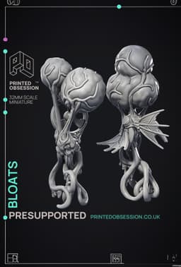 Bloats - 2 Models - Scrap Wast Monsters - PRESUPPORTED - Illustrated and Stats - 32mm scale 3d model