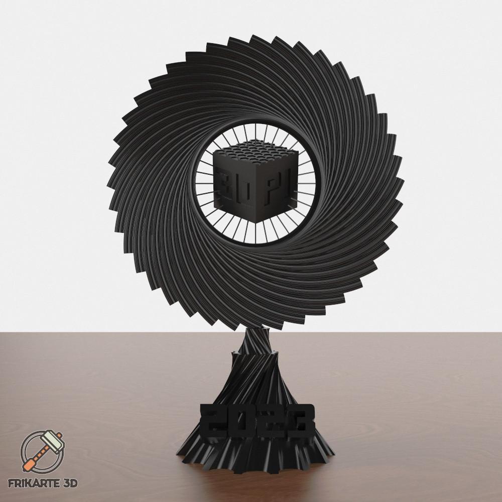 Spiral Cube 3D PI Awards Trophy 2023 3d model