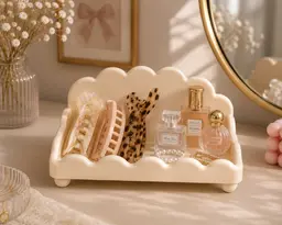 Scalloped Vanity Organizer STL | Cute Makeup & Hair Accessory Tray | Feminine Bedroom Decor | 3D Pri 3d model