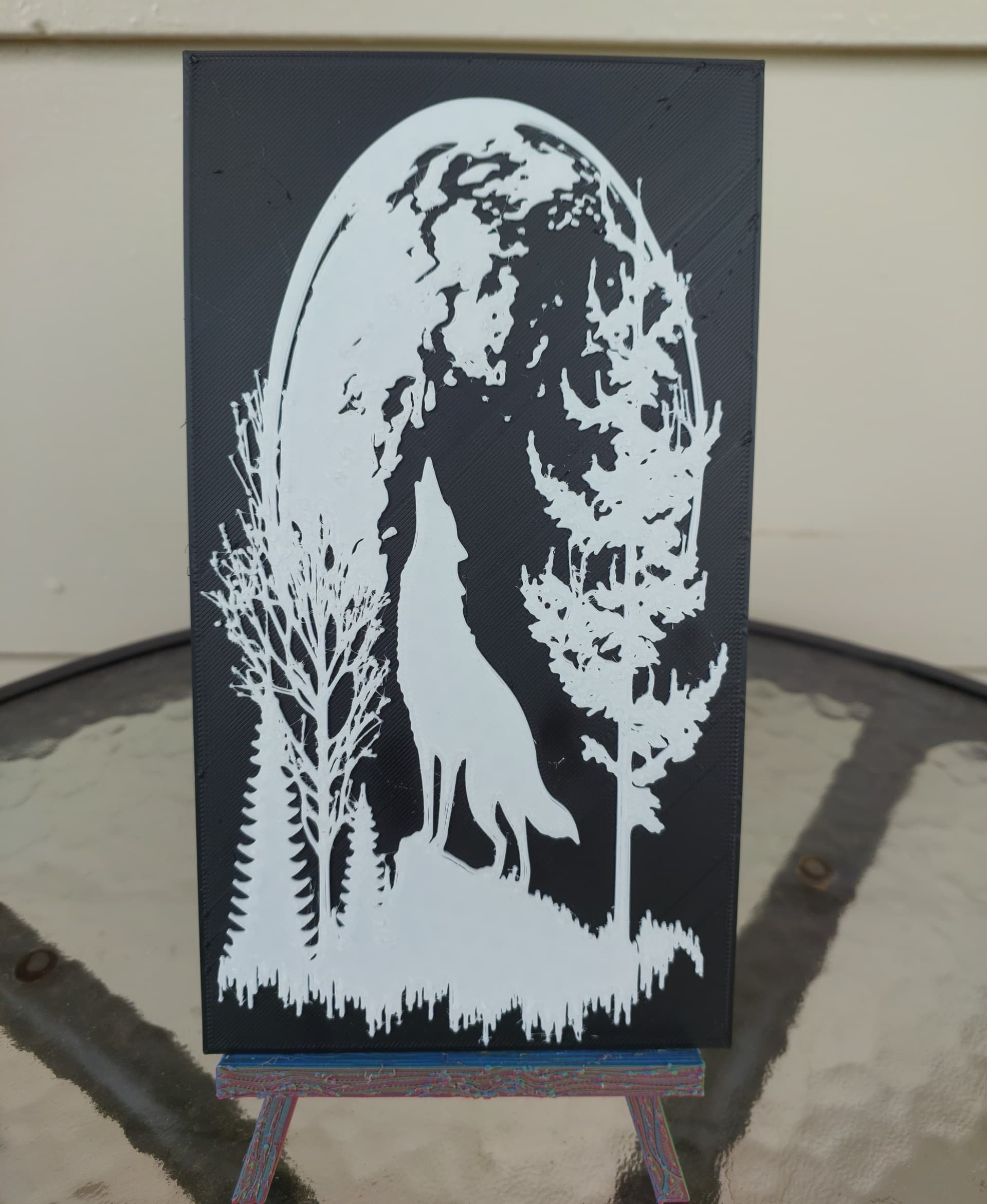 Howling Wolf at the Moon Wall Art 3d model