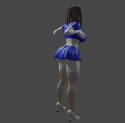 Big Boobs in a School Girl Outfit v2 3d model