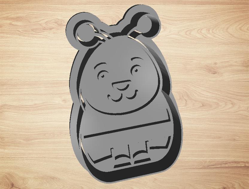 cookie cutter cute bee - cutter and stamp 3d model