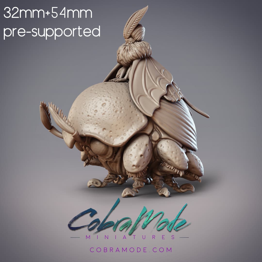 Mothfolk Boy and Mount - Mimas, Fidelium Child and Nanny Beetle (Pre-Supported) 3d model