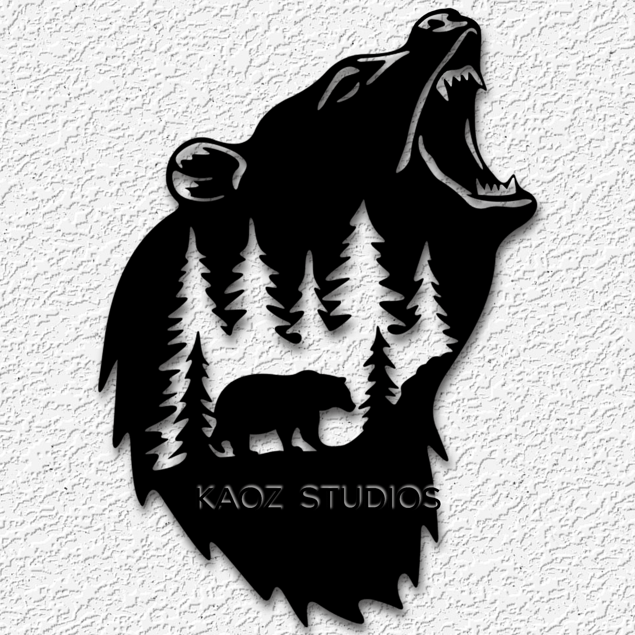 bear howling scene wall art grizzly wall decor mountain scene decoration 3d model