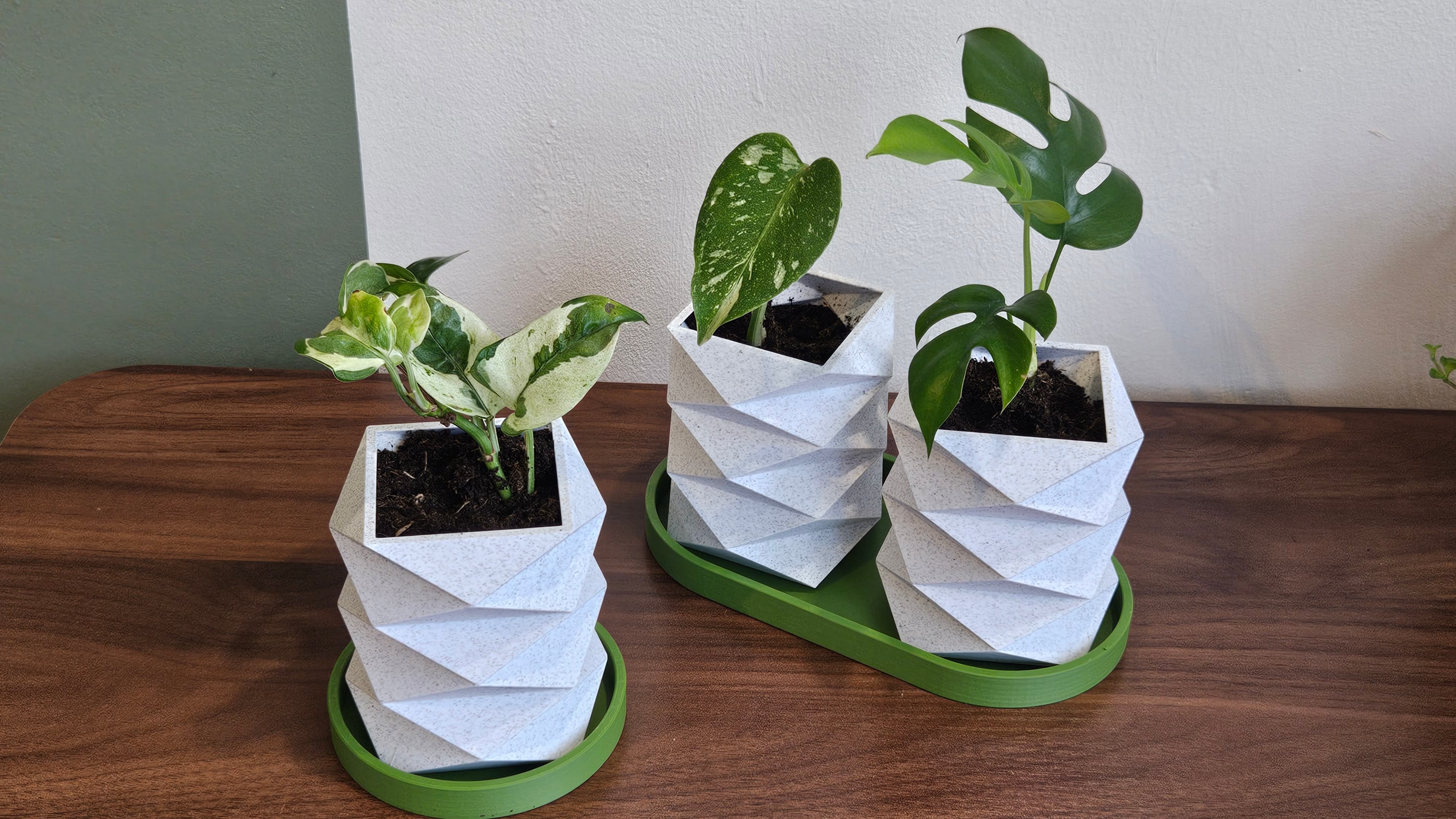 Use PLA marble and polyterra jungle green to match the color of the plants