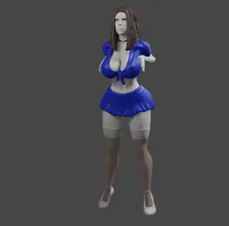 Big Boobs in a School Girl Outfit v2 3d model