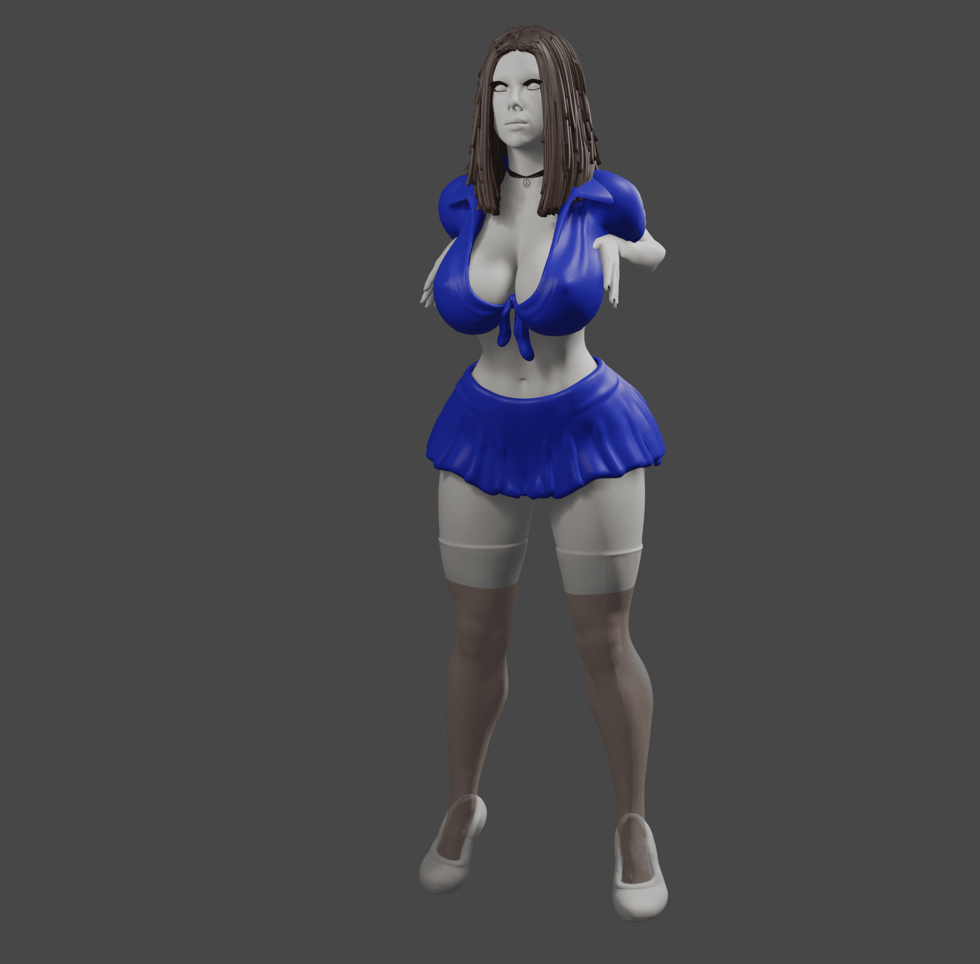 Big Boobs in a School Girl Outfit v2 3d model