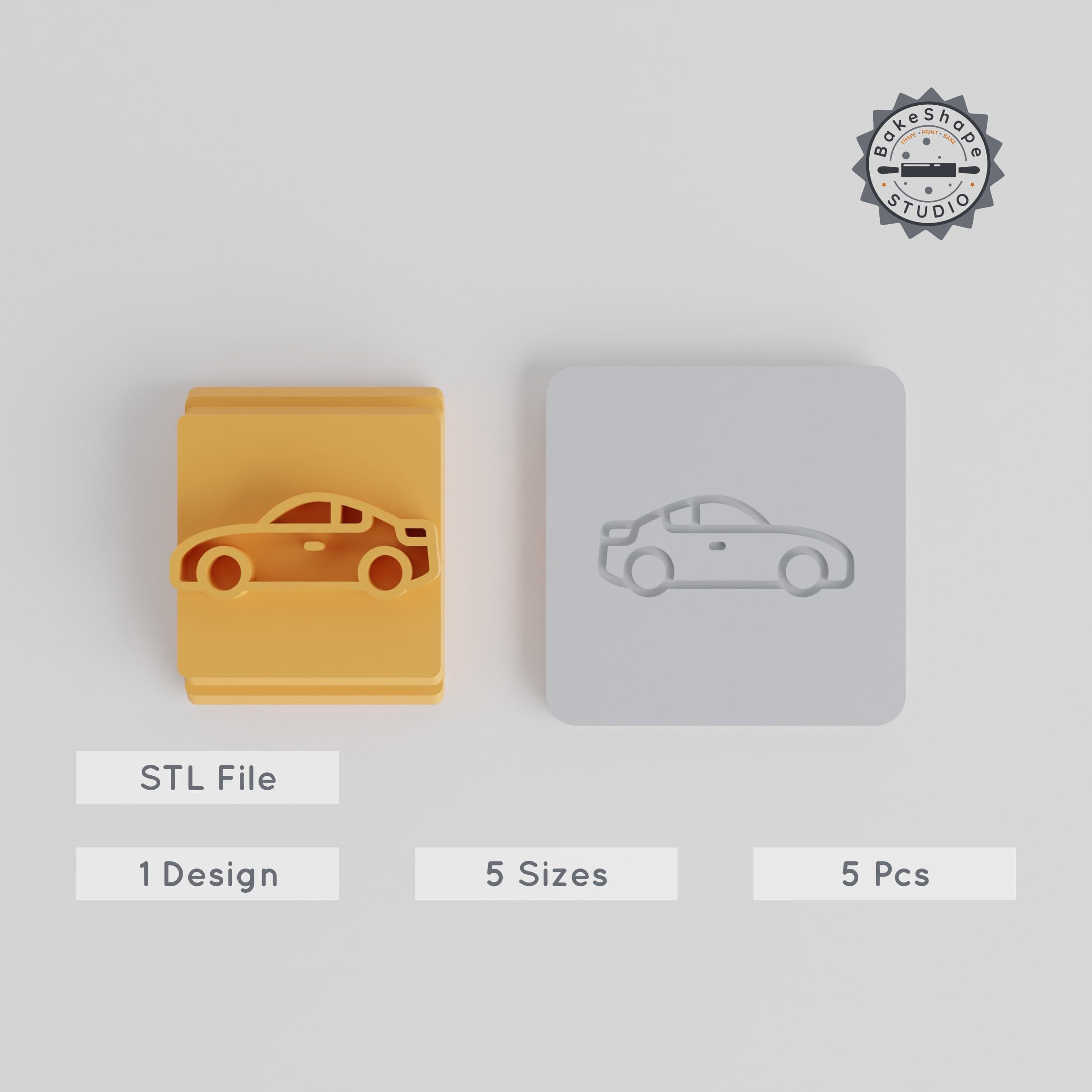 Super Car Stamp Tile Set, 5 Sizes for Clay, Cookies, Fondant & More, Fast Vehicle Designs, 20-40 mm, Perfect for Soft Materials PRODUCT_3377 3d model