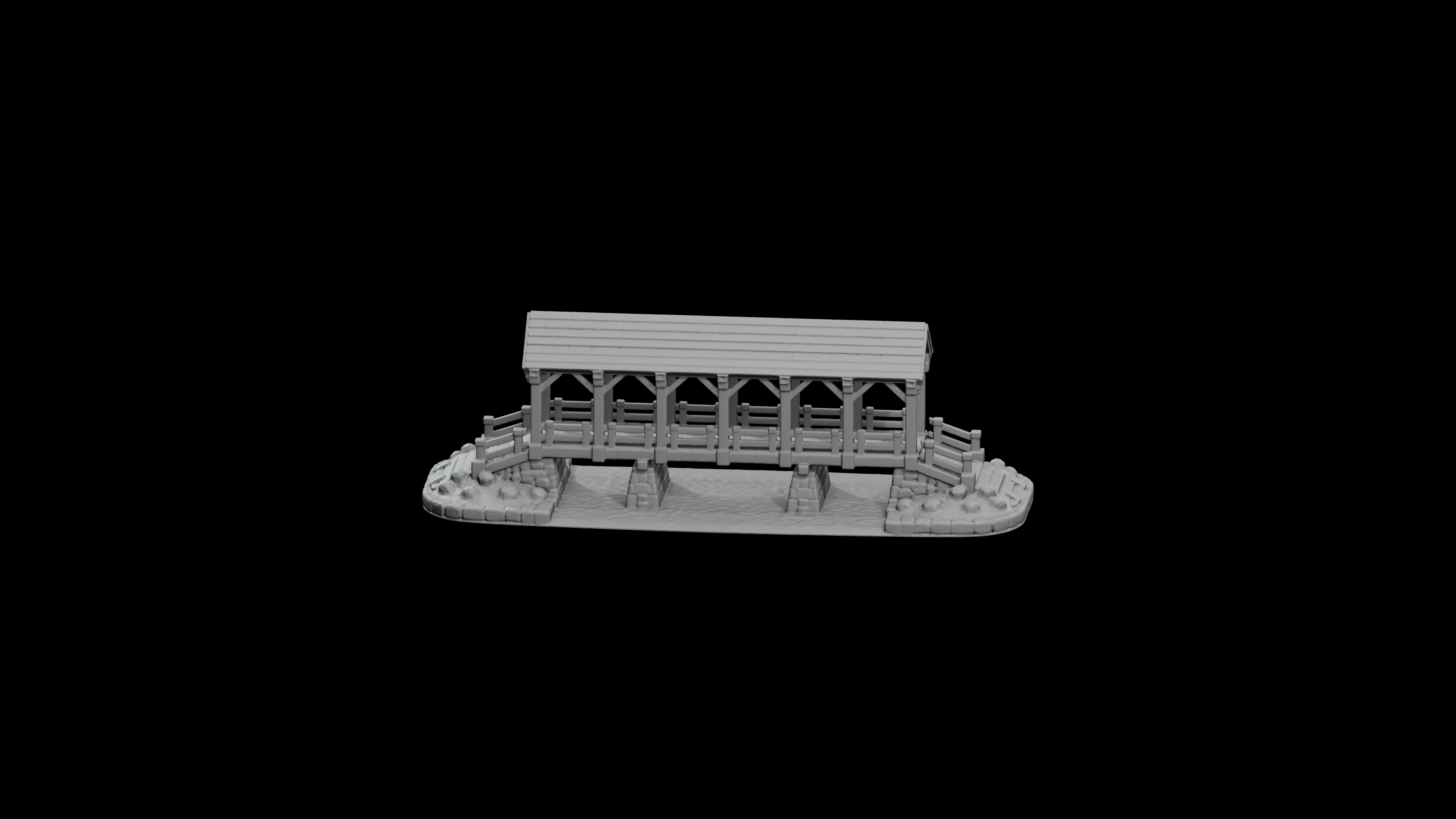 Covered Footbridge STL - Printable D&D Tabletop Terrain 3d model