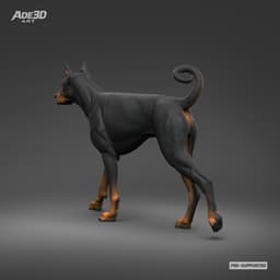 Doberman Pinscher Cropped Ears Natural Tail 3D Print Pose 02 3d model