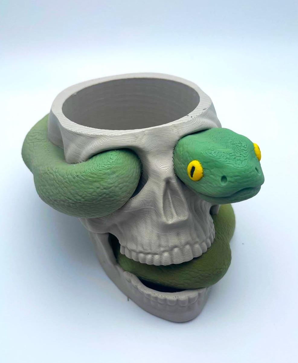 Skull With Snake Planter / With and Without Drainage / No Supports 3d model