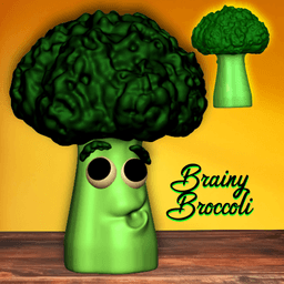 Brainy Broccoli Garden Veggie Funny Figurine 3d model