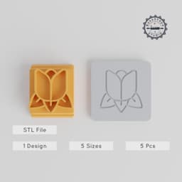 Tulip Flower Large Stamp Tile Set, 5 Sizes for Clay, Cookie & Fondant Molding PRODUCT_1584 3d model