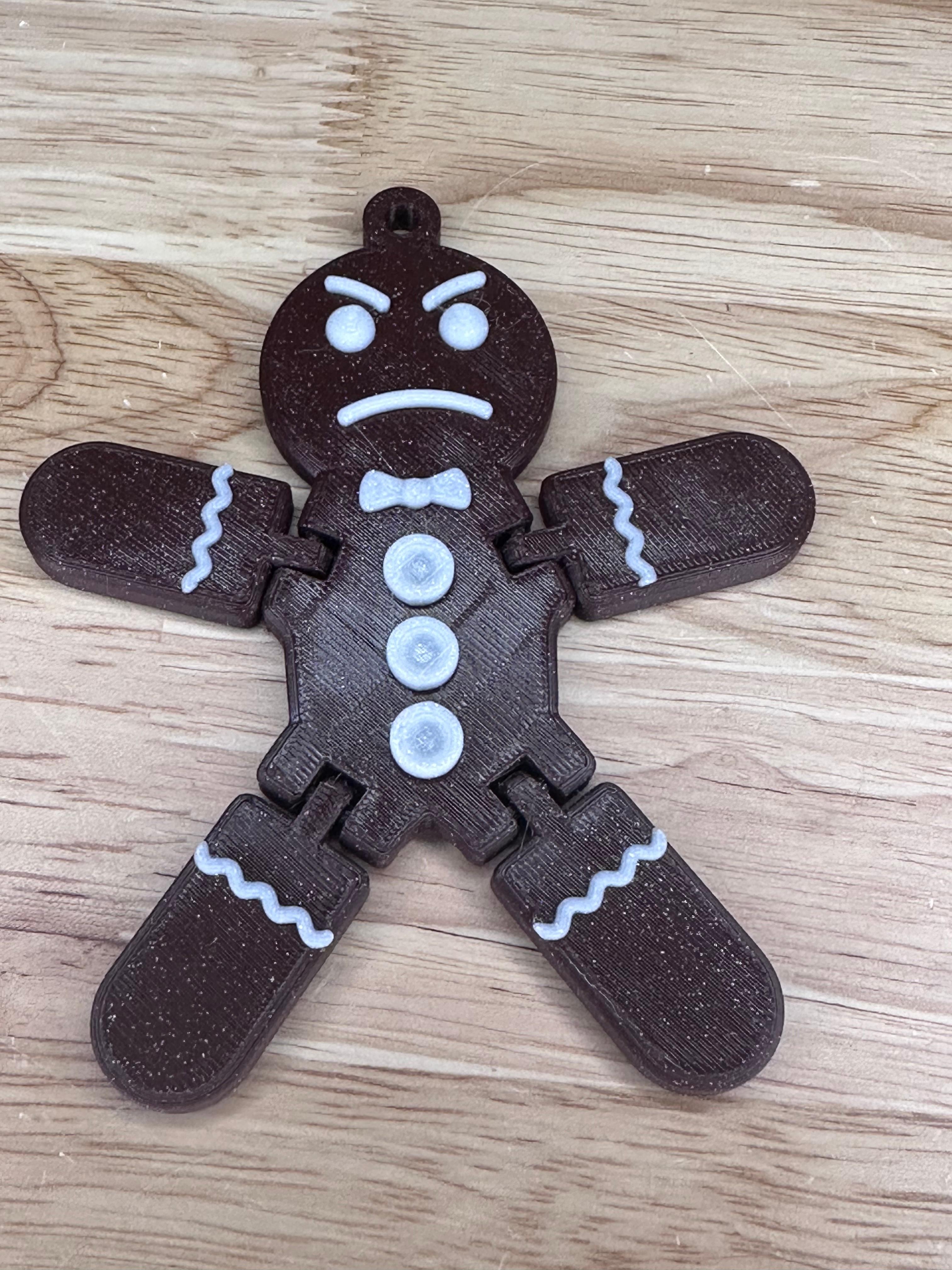 ARTICULATED, GINGERBREAD MAN, PRINT IN PLACE, CHRISTMAS, "ANGRY MAN" 3d model