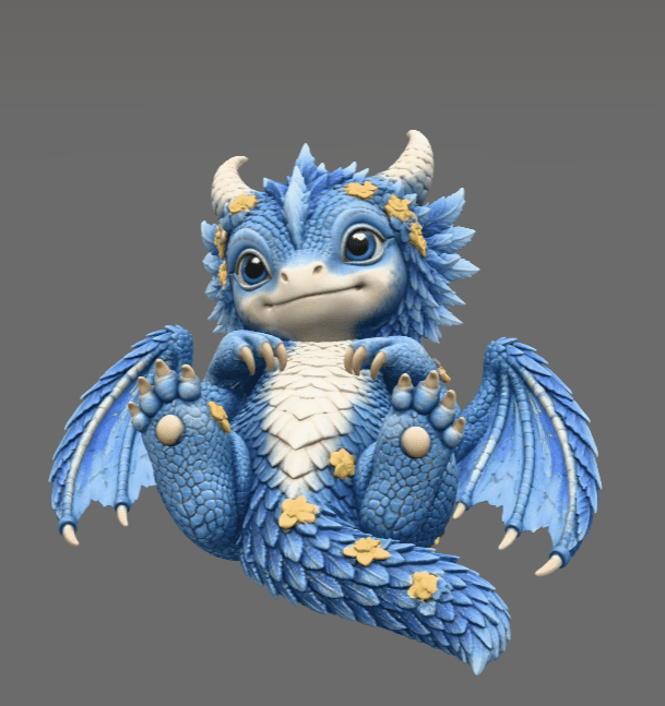 Bluebell Baby Dragon STL File for 3D Print 3d model