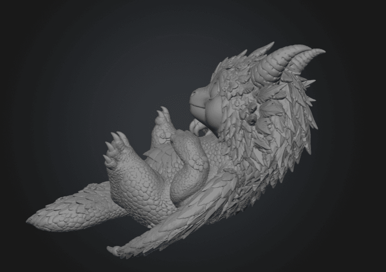 Bluebell Baby Dragon STL File for 3D Print 3d model