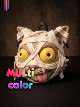 Mummy Cat Head 3MF | Halloween Multi-Color | Hanging Decor 3d model