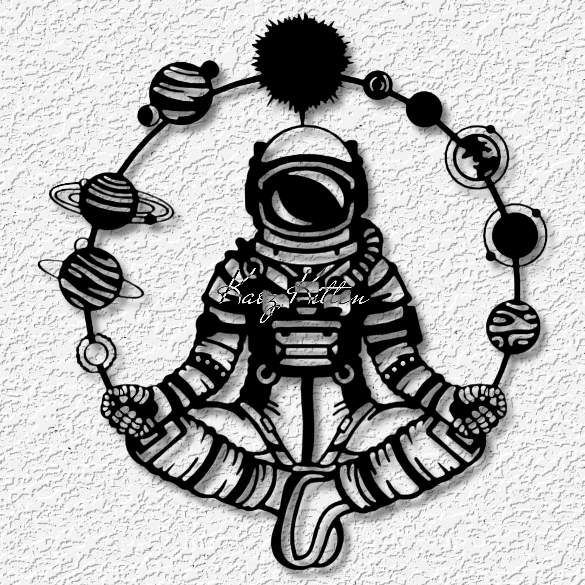 astronaut chi wall art space solar system home decor 3d model