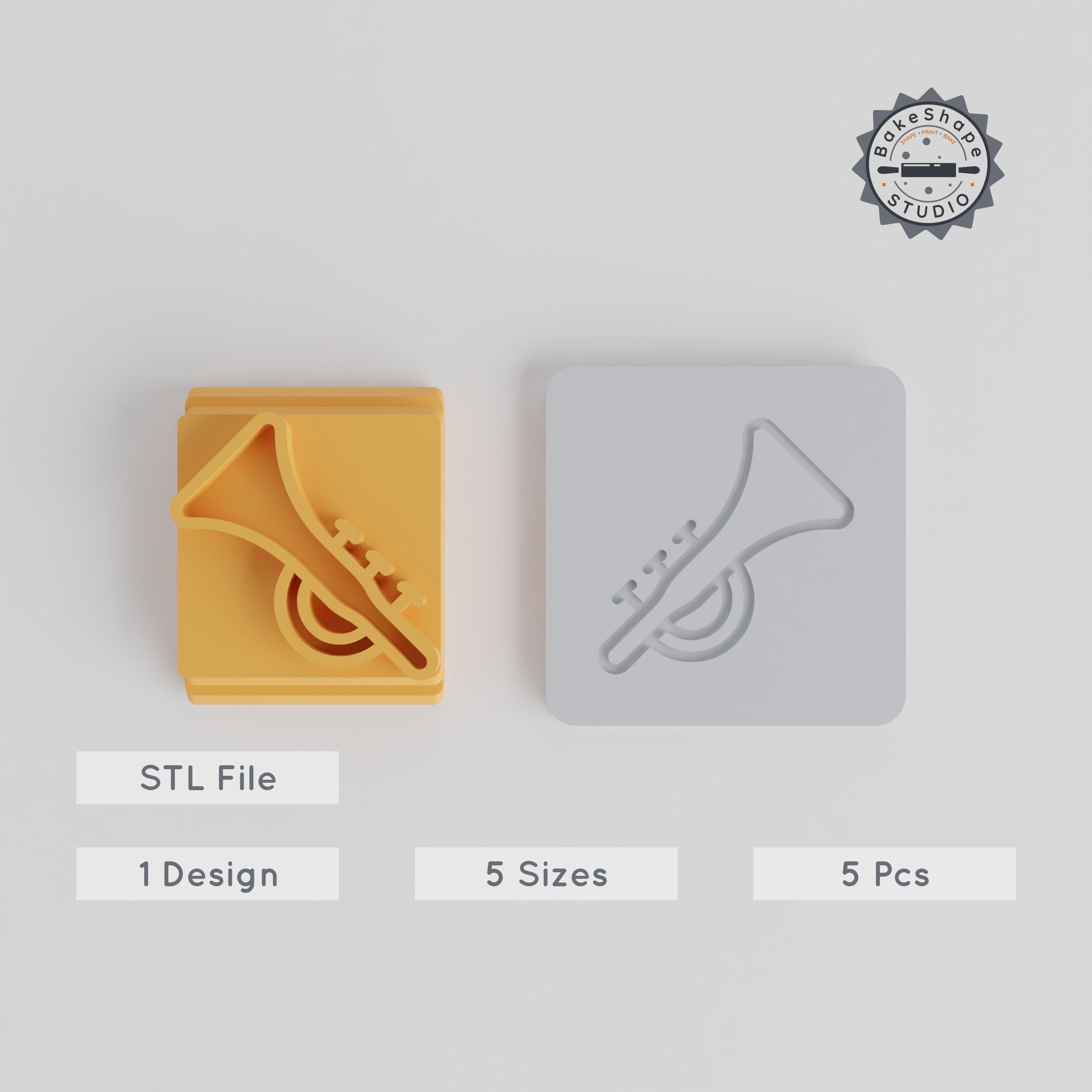 Tuba Brass Instrument Stamp Tile Set, 5 Motif Sizes 20-40mm, Perfect for Clay, Cookies & Fondant PRODUCT_4778 3d model
