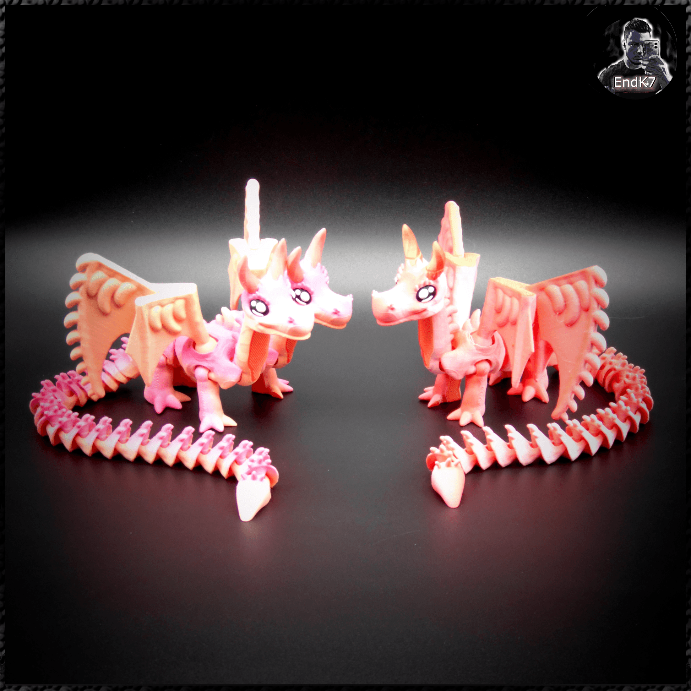 Fire Dragon + 2-Headed Version! - Articulated - No supports - separated Eyes Version 3d model