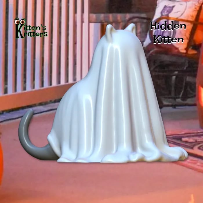 Hidden Kitten Halloween Kitty Figruine Ghost Cat 3d model
