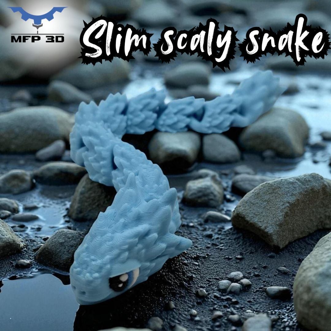 ARTICULATED SLIM SCALY SNAKE MFP3D -NO SUPPORT - PRINT IN PLACE - SENSORY TOY - FIDGET 3d model
