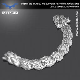 ARTICULATED SLIM SCALY SNAKE MFP3D -NO SUPPORT - PRINT IN PLACE - SENSORY TOY - FIDGET 3d model