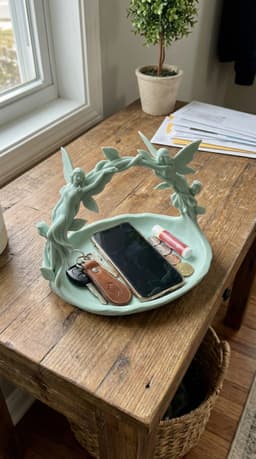 Fairycore Entryway Catchall Tray STL | 3D Printable Fantasy Key & Phone Organizer Dish | Ethereal Wi 3d model
