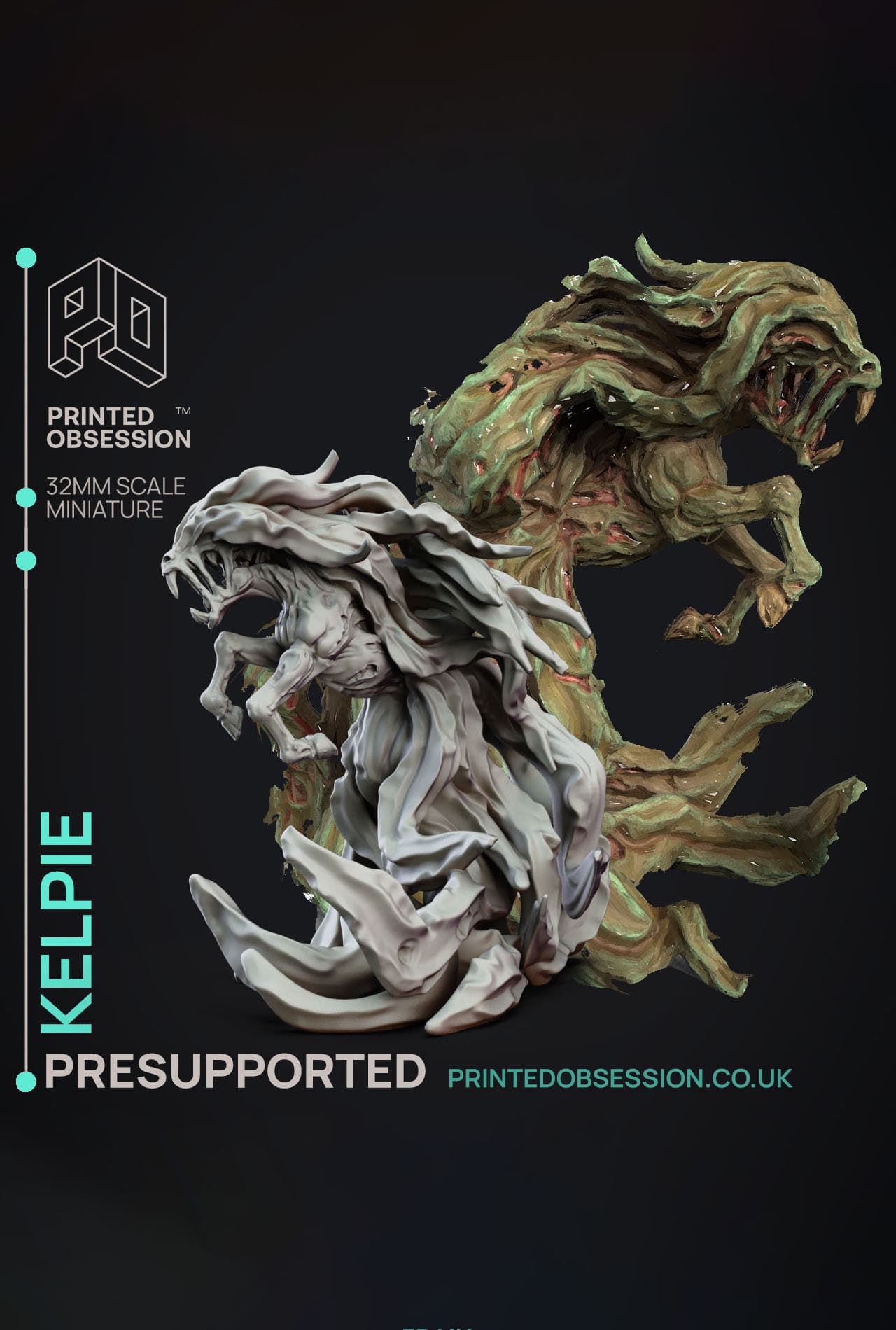 Kelpie - Elemental Familars - PRESUPPORTED - Illustrated and Stats - 32mm scale 3d model