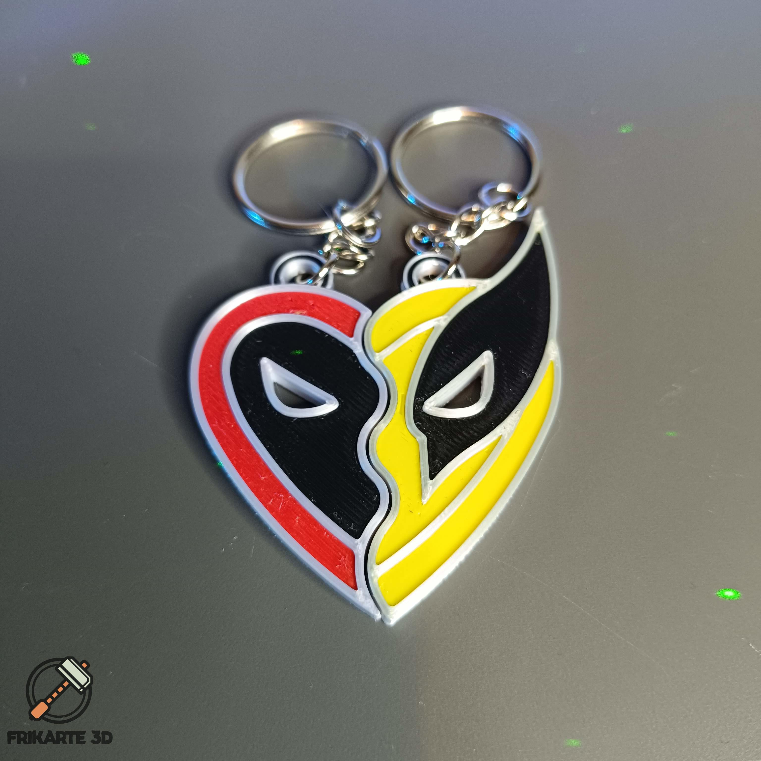 Deadpool & Wolverine Best Friends Heart Necklace/Keychain 3d model