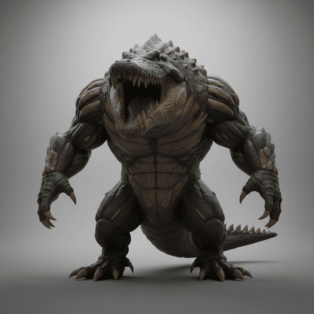 Zombie Crocodile Beast Monster Detailed STL File 3d model