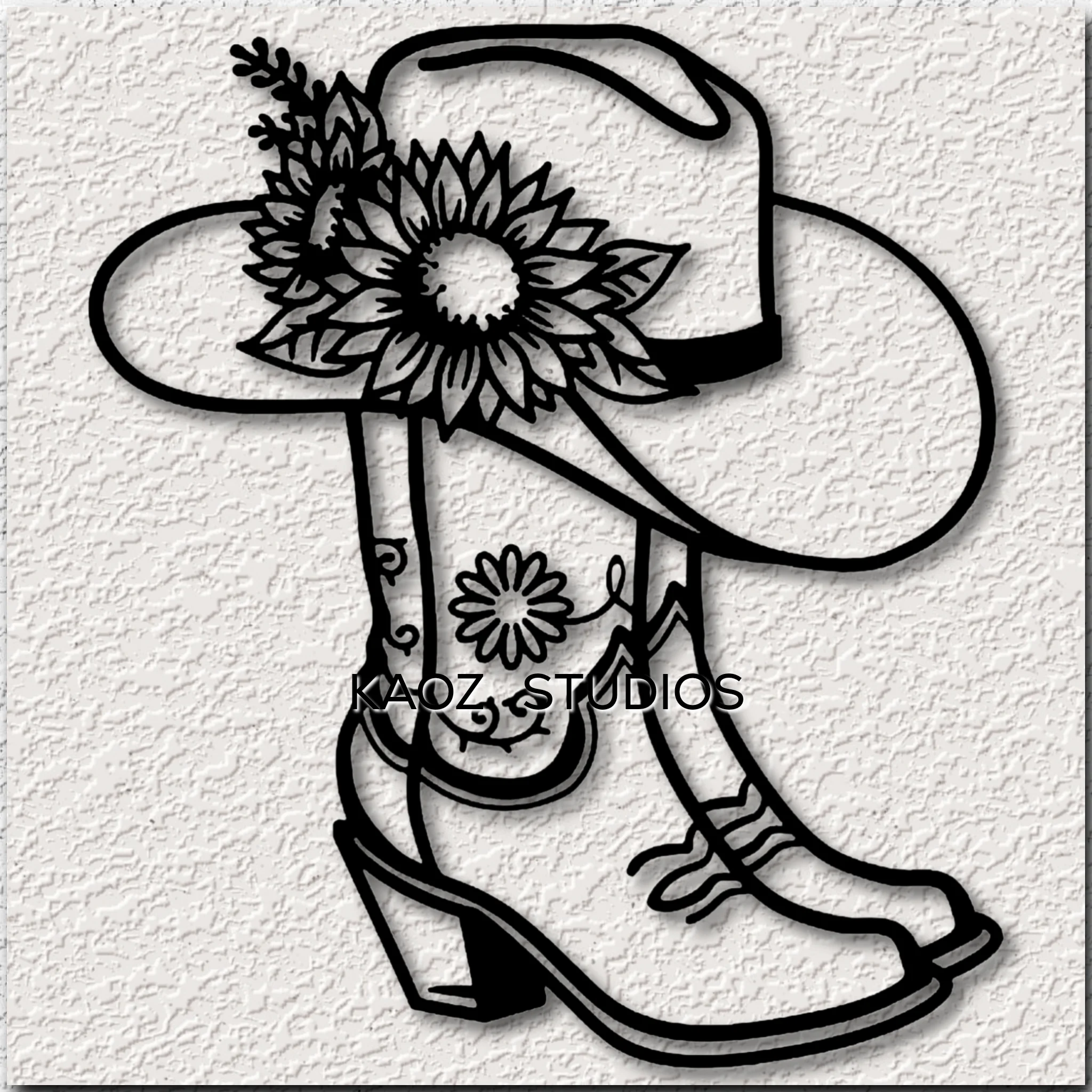 cowgirl boots and hat wall art Cow Girl wall decor Farm House Decoration 3d model
