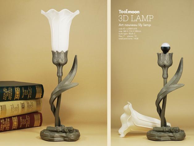 art nouveau lily lamp 2 3d model