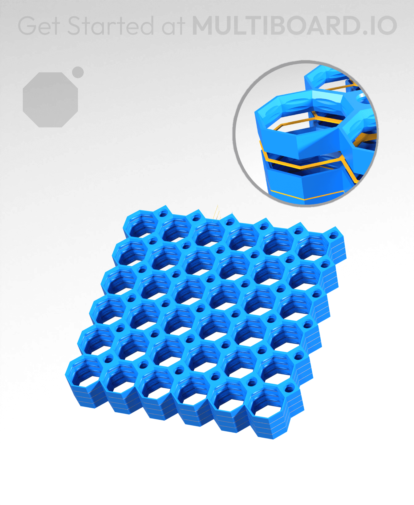 6x6 MU - Center Grid Interfitted - MultiBoard Octagon Plate - 4x Multi-Material Stack 3d model