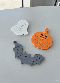SpookyFlex Trio β Halloween Flexi Keychains (Ghost, Pumpkin, Bat) 3d model