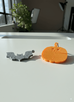 SpookyFlex Trio β Halloween Flexi Keychains (Ghost, Pumpkin, Bat) 3d model