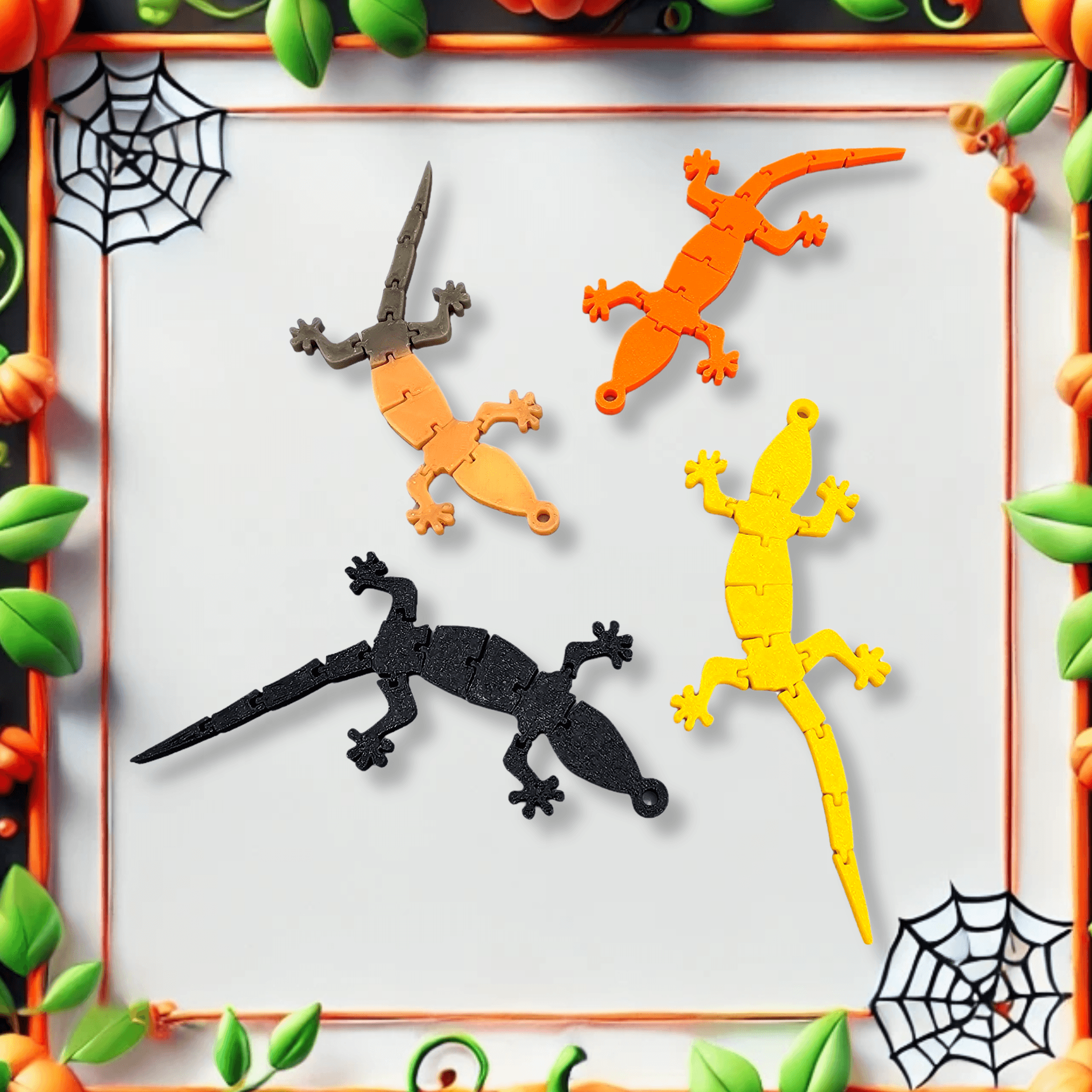 flexi gecko lizard fidget toy print in place 3d model