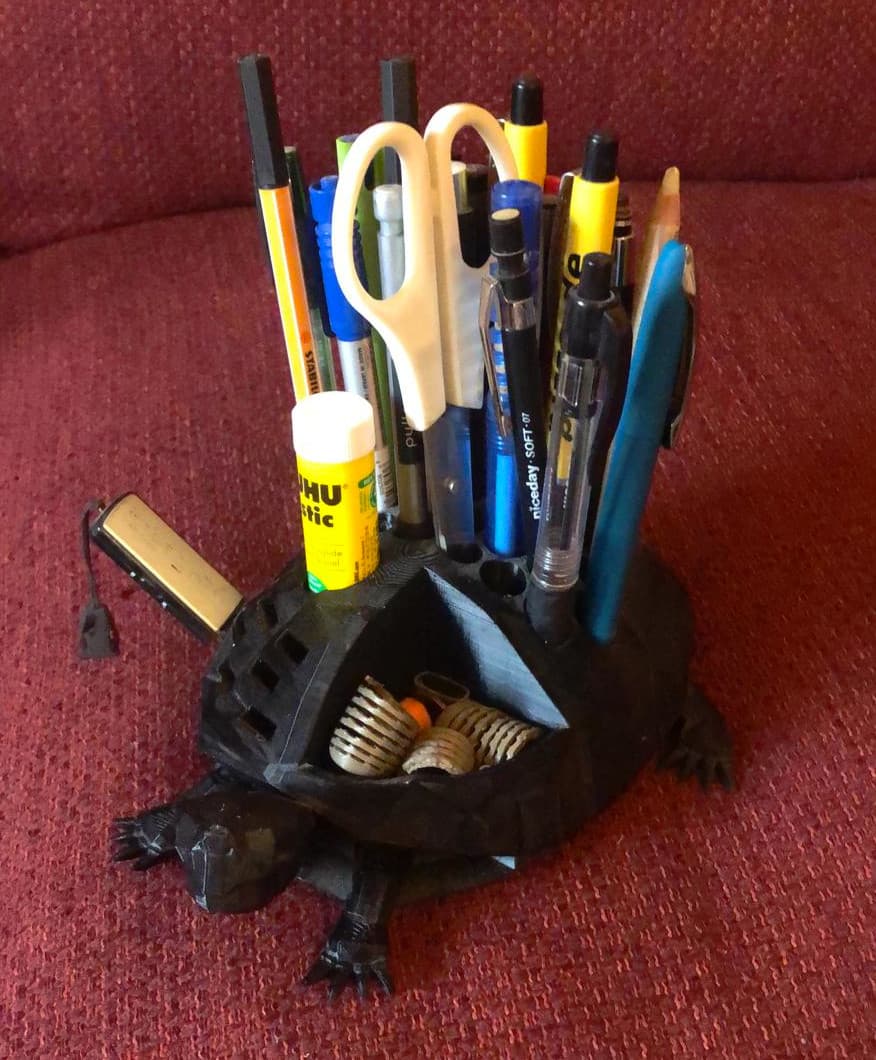 Low Poly Turtle Pencil Holder with Secret Compartment 3d model