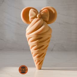 Waffle cone in Minnie Mouse style 3d model