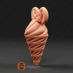 Waffle cone in Minnie Mouse style 3d model