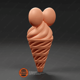 Waffle cone in Minnie Mouse style 3d model