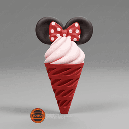 Waffle cone in Minnie Mouse style 3d model