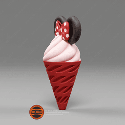 Waffle cone in Minnie Mouse style 3d model